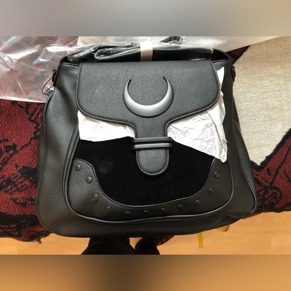 Killstar Black Sacred Moon Satchel Bag Velvet